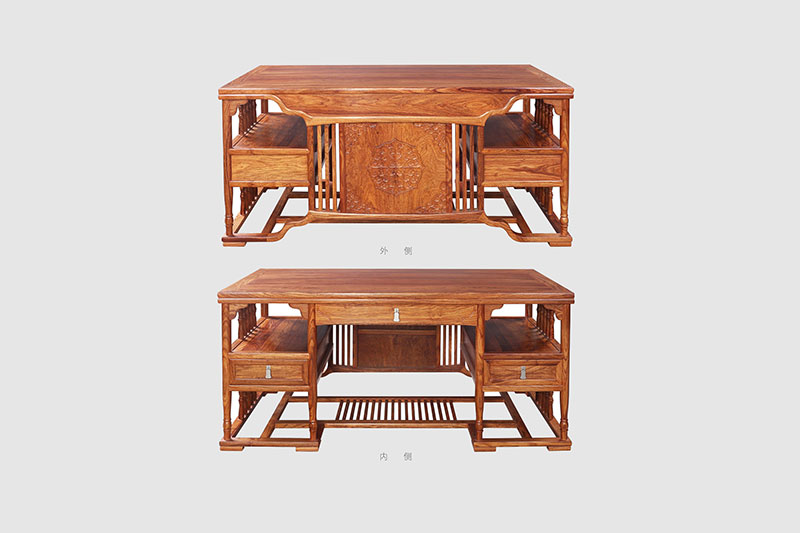 威海中式家居装饰书房桌椅组合家具效果图